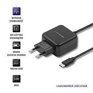 Qoltec 50196 įkroviklis 5V | 2,4 A | 12 W | Mikro USB | Juoda