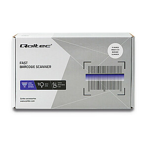 Qoltec 50866 1D lazerinis brūkšninių kodų skaitytuvas | CCD | USB | Juoda