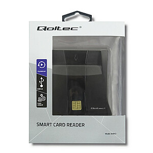 Qoltec 50643 Smart Chip ID kortelių skaitytuvas | USB 2.0 | Plug and Play