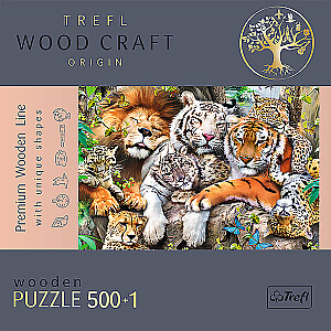 TREFL Деревянный пазл - Дикие кошки в джунглях, 500шт.