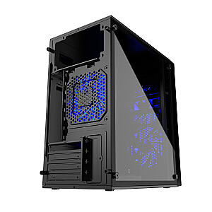 Gembird CCC-FORNAX-960B Midi-Tower ATX Fornax 960B dėklas – 3 mėlyni LED ventiliatoriai, 2 USB 3.0 prievadai, akrilo šoninis skydelis, juodas