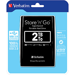 Verbatim Store 'n' Go 2048 GB išorinis kietasis diskas juodas