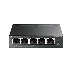 TP-LINK jungiklis TL-SG1005LP Nevaldomas, Stalinis kompiuteris, 10/100/1000 Mbit/s, Ethernet LAN (RJ-45) prievadai 5, PoE+ prievadų kiekis 4, Maitinimo tipas Išorinis