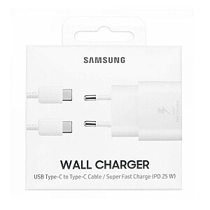 Įkroviklis Samsung EP-TA800XWEGWW su USB-C laidu / 3A / 25W / balta