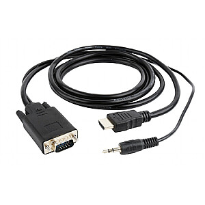 Cablexpert HDMI į VGA ir garso adapterio laidas, vienas prievadas, 1,8 m, juodas