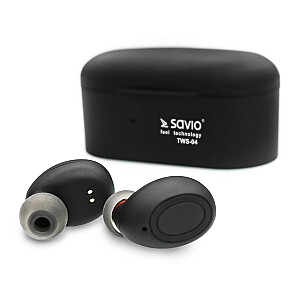 Savio TWS-04 belaidės Bluetooth ausinės juodos, grafito spalvos