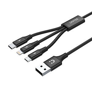 UNITEK C14049BK USB laidas 1,2 m USB 2.0 USB C Micro-USB B/Lightning Black