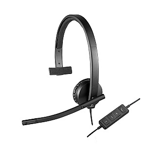 USB ausinės Logitech H570e su galvos apdangalu, juodos spalvos
