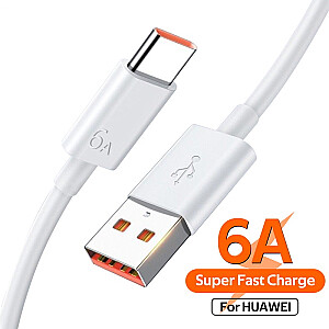 Duomenų kabelis Huawei Super Charge 6A / 66W 1m baltas (OEM)