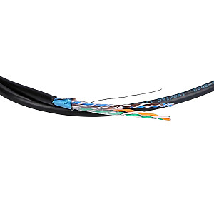 Сетевой кабель Extralink CAT5E FTP (F/UTP) V2 НАРУЖНАЯ ВИТАЯ ПАРА 100 м Черный F/UTP (FTP)