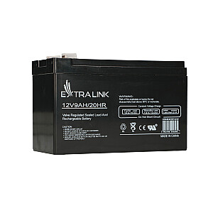 Extralink AKUMULATOR BATTERY AGM 12V 9AH sandari švino rūgštis (VRLA)