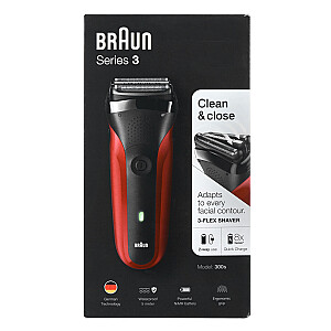 Braun Series 3 300s Бритва с сеткой Триммер Черный, Красный