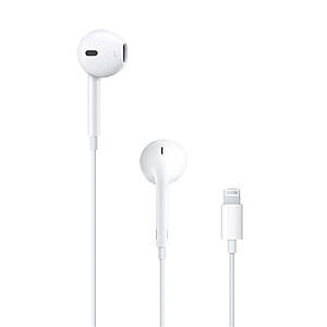 Baltos spalvos Apple EarPods su žaibo jungtimi