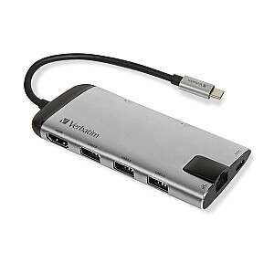 Sąsajos šakotuvas Verbatim 49142 USB 3.2 Gen 1 (3.1 Gen 1) Type-C 1000 Mbps juodas, sidabras