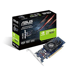 Graphics Card ASUS NVIDIA GeForce GT 1030 2 GB 64 bit PCIE 3.0 16x GDDR5 Memory 6008 MHz GPU 1266 MHz Single Slot Fansink 1xHDMI 1xDisplayPort GT1030-2G-BRK