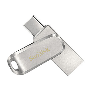 „SanDisk Ultra Dual Drive Luxe“ USB atmintinė, 256 GB A tipo USB / USB tipo C 3.2 Gen 1 (3.1 Gen 1) nerūdijančio plieno