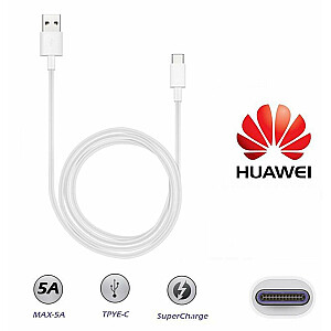„Huawei AP71 SuperCharge Original Type-C 3.1“ įkrovimo ir duomenų kabelis, 1 m baltas (OEM)