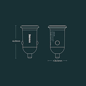 Baseus CCALLP-01 grain pro Automobilinis įkroviklis dual USB 4.8A juodas