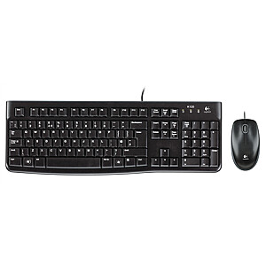 „Logitech LGT-MK120-US“ klaviatūros ir pelės rinkinys, laidinis, pridedama pelė, JAV, tarptautinis EER, USB prievadas, juodas