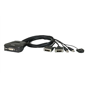 Aten 2 prievadų USB DVI kabelis KVM jungiklis su nuotolinio prievado parinkikliu