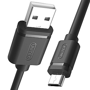 USB Unitek USB-A – microUSB laidas 1,5 m juodas (Y-C434GBK)