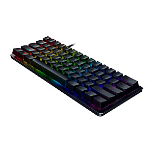 Razer Huntsman Mini 60%, žaidimų klaviatūra, optinė mechaninė, RGB LED lemputė, RU, juoda, laidinė