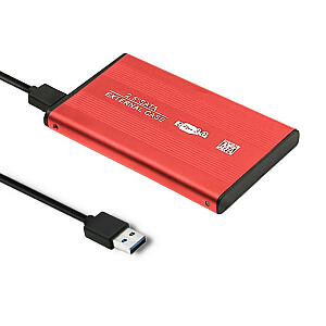 Qoltec 51860 korpusas išoriniam HDD/SSD 2,5'' SATA3 | USB 3.0 | Raudona