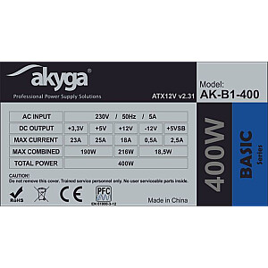 Блок питания Akyga AK-B1-400 400 Вт 20+4 pin ATX ATX Зеленый