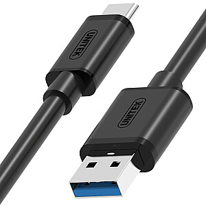 USB kabelis Unitek USB-A į USB-C 1 m juodas (Y-C474BK)