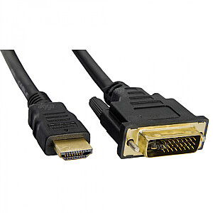 Akyga AK-AV-13 3m DVI-D HDMI A tipo (standartinis) vaizdo kabelio adapteris juodas, auksinis