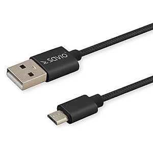 Savio CL-129 USB laidas 2 m USB 2.0 USB A USB C Juodas