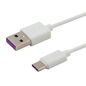 Savio USB - USB kabelis tipas C 5A, 1m CL-126 Baltas