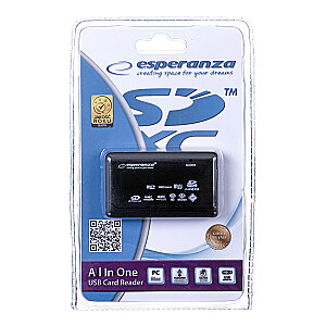 Kortelių skaitytuvas Esperanza EA117 Black USB 2.0