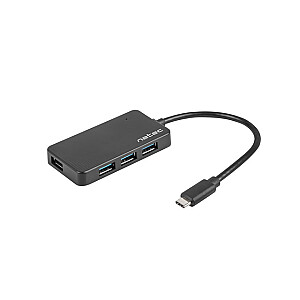 NATEC HUB USB 3.0 Šilkaverpių 4 prievadai, USB-C, juoda