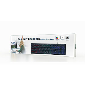 Gembird KB-UML-02 Rainbow daugialypės terpės klaviatūra, juoda JAV išdėstymas