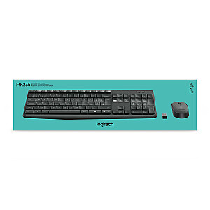 Klaviatūra Logitech MK235 RF Wireless QWERTY US International pilka