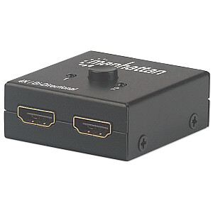 Переключатель HDMI Manhattan 2-портовый, 4K@30Hz, двунаправленный, черный, отображает вывод с x1 источника HDMI на x2 HD-дисплея (один и тот же выход на оба дисплея) или подключает x2 источника HDMI к x1 дисплею, ручной выбор, внешнее питание не требуется , 3 года гарантии
