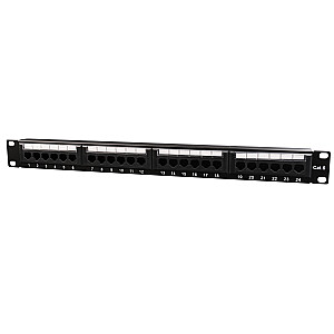 GEMBIRD PATCH PANEL SU KABELIŲ ORGANIZAVIMO LENTYNA NPP-C624CM-001 (1U; 19"; CAT.6; UTP; 24XRJ45)