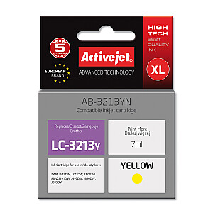 Activejet AB-3213YN spausdintuvo rašalas, skirtas pakeisti Brother, Brother LC3213Y; Aukščiausias; 7 ml; geltona