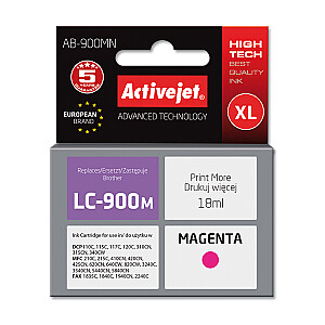 Activejet AB-900MN rašalas, skirtas Brother spausdintuvui; Pakaitinis Brother LC900M; Aukščiausias; 17,5 ml; violetinė