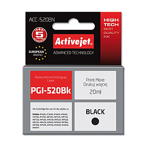 Activejet ACC-520BN rašalas (Canon PGI-520Bk pakeitimas; Supreme; 20 ml; juodas)