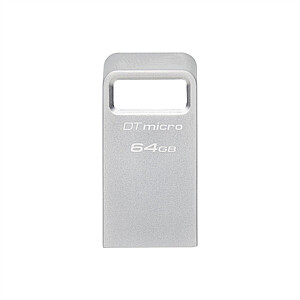 Kingston USB 3.2 Flash Drive DataTraveler micro 64 GB, USB 3.2, sidabrinė