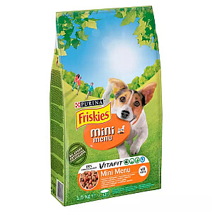 FRISKIES Mini Menu Vištiena su daržovėmis - sausas maistas šunims - 1,5 kg