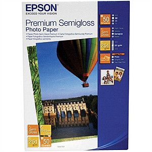 „Epson Premium“ pusiau blizgus fotopopierius 10x15 cm, 251 g/m2, 50 lapų „Epson“