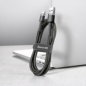 „Baseus Cafule“ kabelis, ilgaamžis nailoninis pintas laidas USB / USB-C QC3.0 2A 3M juodai pilkas (CATKLF-UG1)