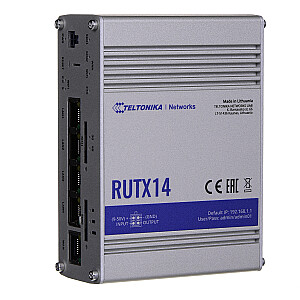 Teltonika RUTX14 Gigabit Ethernet belaidžio maršrutizatoriaus dviejų dažnių (2,4 GHz / 5 GHz) 4G LTE CAT12 pilka