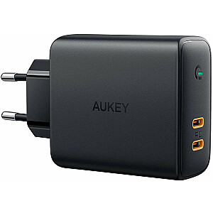 AUKEY PA-D5 GaN зарядное устройство для мобильных устройств Черный 2xUSB C Power Delivery 3.0 63W 6A Dynamic Detect