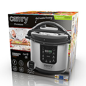 Camry CR 6409 Multicooker 6L 1000W juoda, nerūdijantis plienas