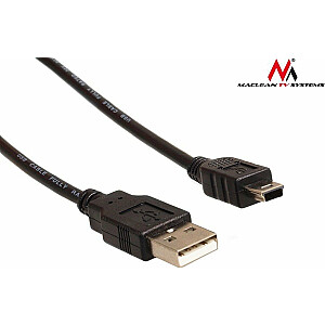 USB kabelis Maclean USB-A - miniUSB 3 m juodas (MCTV-749)