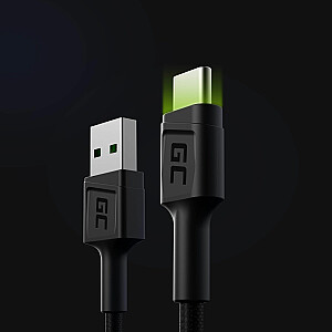 USB kabelis Green Cell USB-A – USB-C 1,2 m juodas (KABGC06)